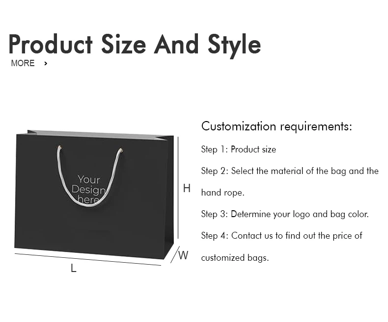 Custom Printed Paper Bags No Minimum Luxury Matt Black Gift Bags Eco