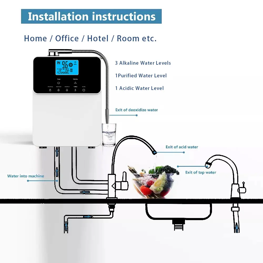Portable 11 Plate Tabletop Water Dispenser Machine / Water Ionizer