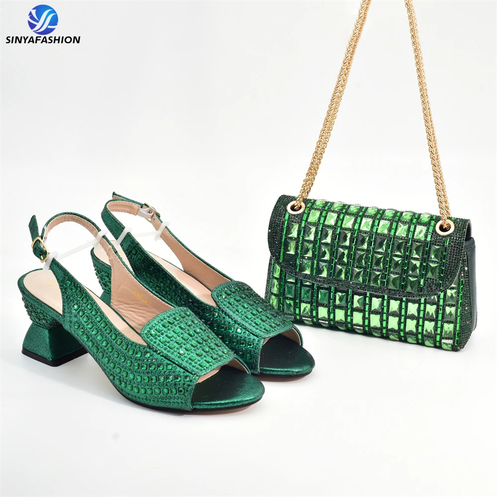 High Heel Wedding Shoes and Matching Bag Set Sinya Black Green Gold Silver Dress Shoes Bridal Shoes Party Wear High Heels PU High Heel Wedding Shoes and Matching Bag Set Sinya Black Green Gold Silver Dress Shoes Bridal Shoes Party Wear High Heels PU