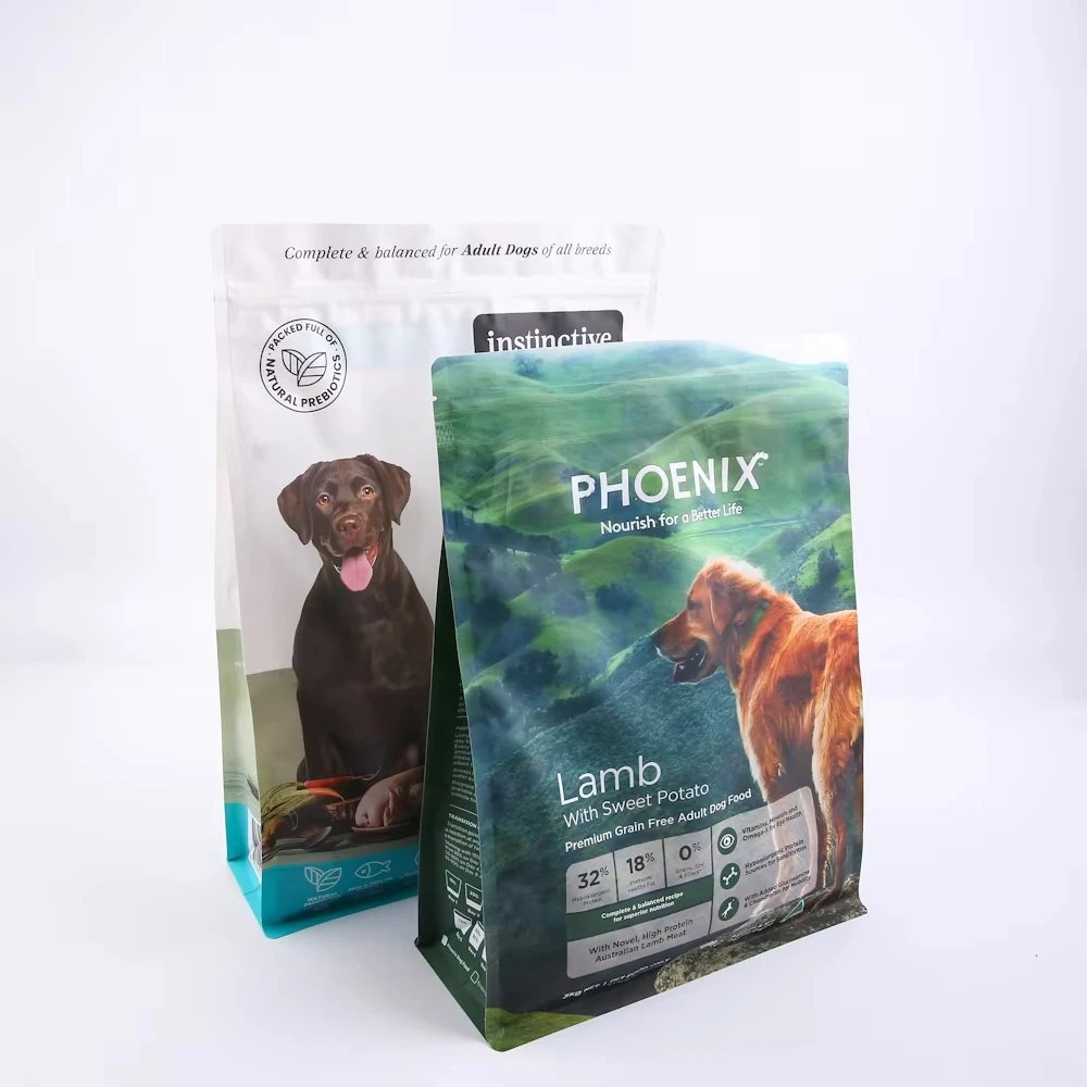 Customizable Cat and Dog Food Packaging Eight-Sided Sealing Plastic Ziplock Plastic Pet Food Packaging Bag