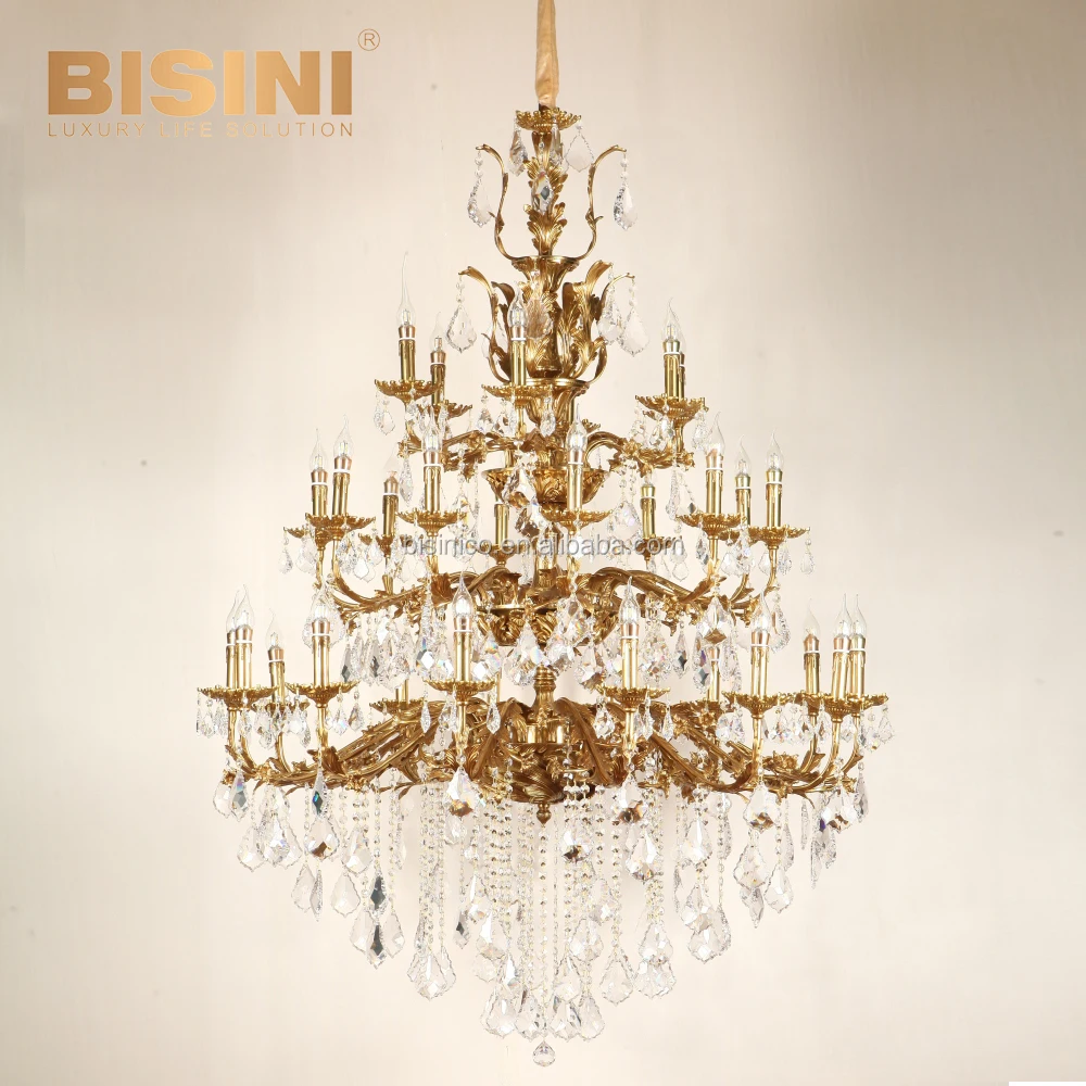 Quality Home Lighting Hanging Lamp Luxury Antique Super Large Classic Chandelier Italy Elegant Golden Brass Leafs Pendant Light