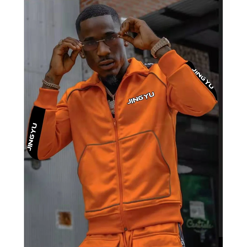 Custom Stripe Sweatsuit Sweat Suits Joggers 2 Piece Set Men Zipper