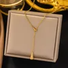 Pull-out water droplet pendant stainless steel necklace