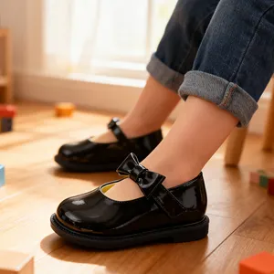 Professional Custom Sweet and Lovely Style 100% Genuine Leather Mary Jane Flats Shoes for Girls