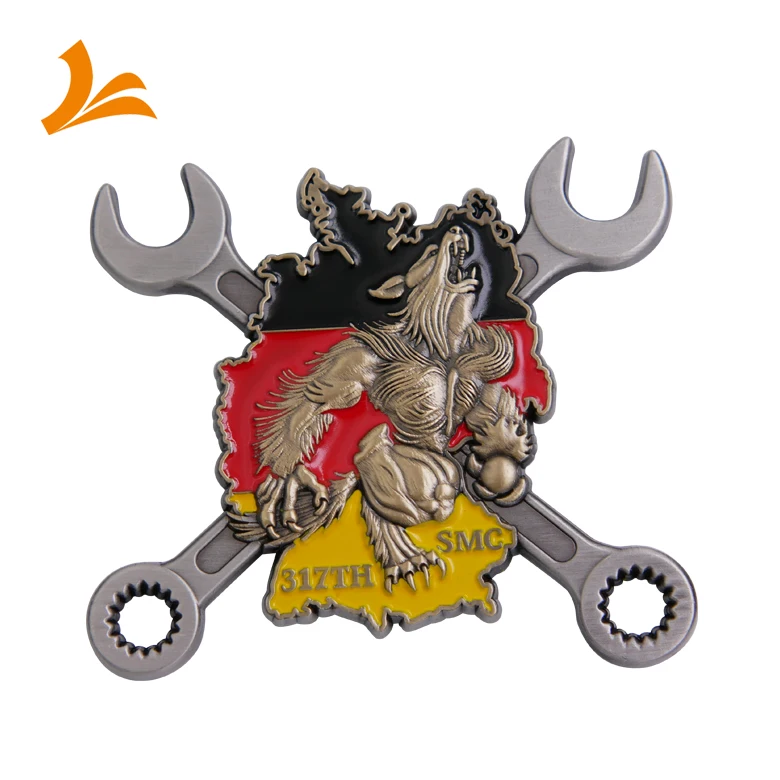 Custom Werewolf Spanner High Quality Zinc Alloy Metal Irregular Shape 3D Coin Double Antique Plated Coin