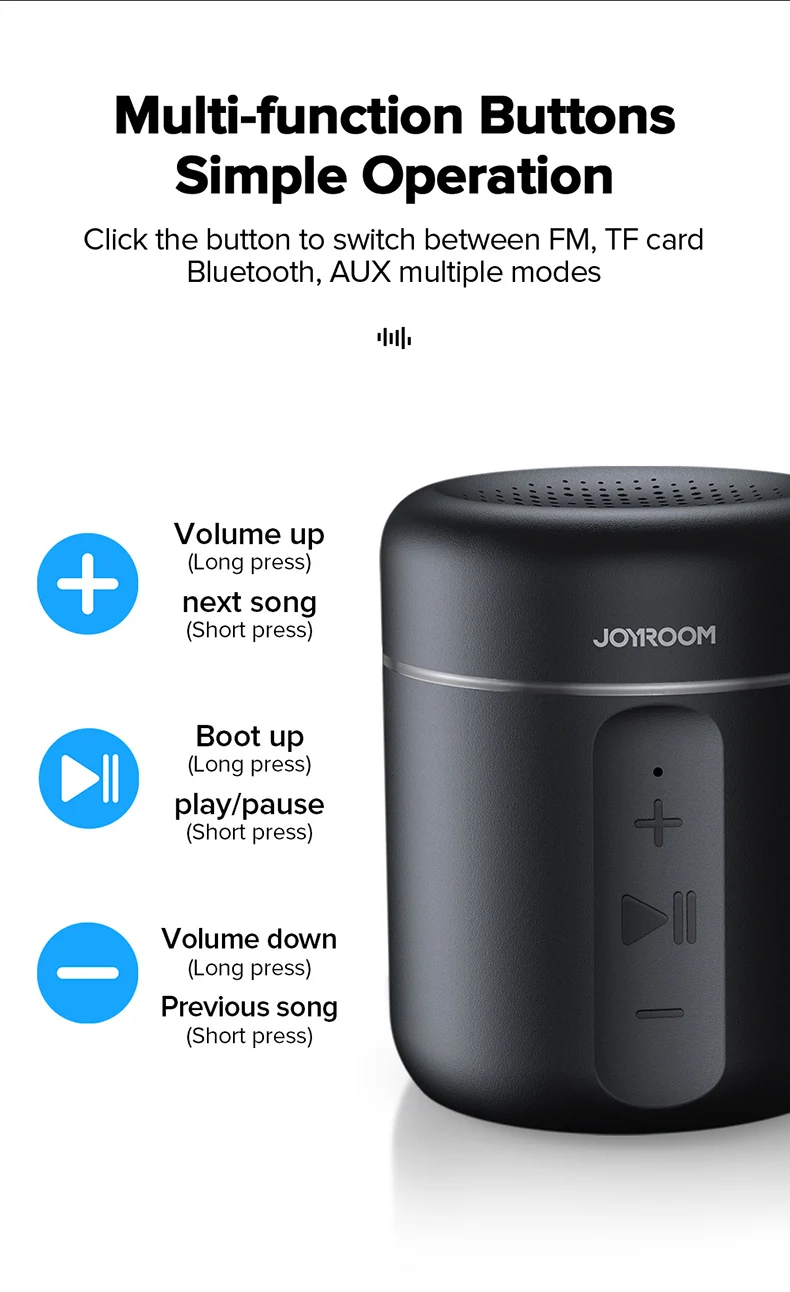 JOYROOM New Portable Speaker Speaker Wireless Stereo BT 5.0 JR-ML02 Outdoor Mini Good Quality Subwoofer IPX7 Waterproof Speaker