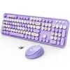 2.4G Wireless Full Size Round Keycap Keyboard Sets Wireless Keyboard and Mouse Comb for Home Office