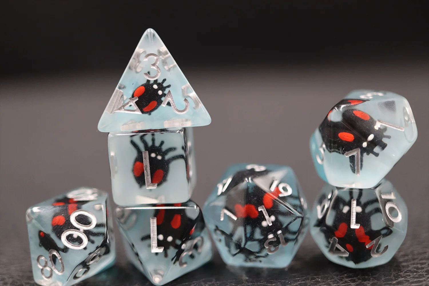 BEETLE Polyhedral Travel Dice Game Set Bulk Wholesale Plastic Resin DND Board Dice for On-The-Go Adventures details