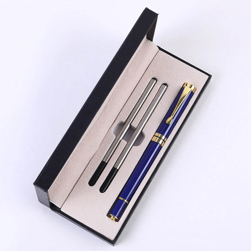 High Quality Metal Roller Pen Set Roller Tip Black and Gold Boss Signature Pens with Extra Ink Refills