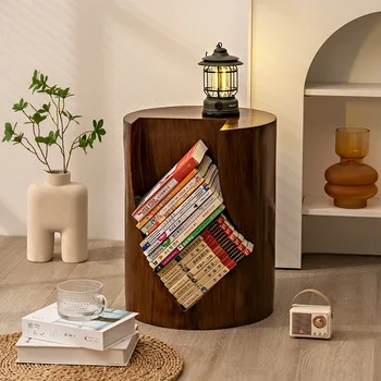 Nordic Vintage Coffee Table Sofa End Table Small  Wood Tea Table Corner Stool Nightstand Side Table with Storage
