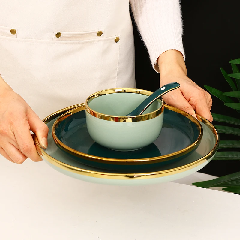 High Quality Light Luxury Nordic Ceramic Tableware Set-Safe Weddings Dishwashers Includes Rice Noodle Fruit Salad Ramen Bowls supplier