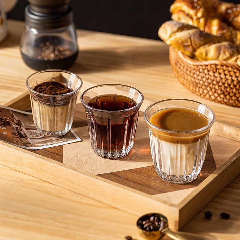 200ml Italian Style Glass Espresso Cups Clear Nonslip Coffee Glass Cup