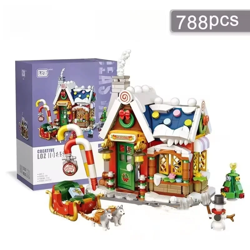 LOZ DIY Mini Building Block Christmas House Plastic Building Brick Toys
