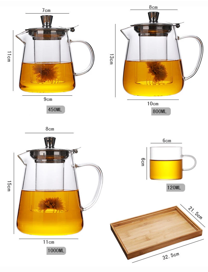 Custom Top Sellers 40oz Tea Kettle And Tea Pot Maker Glass Teapot With