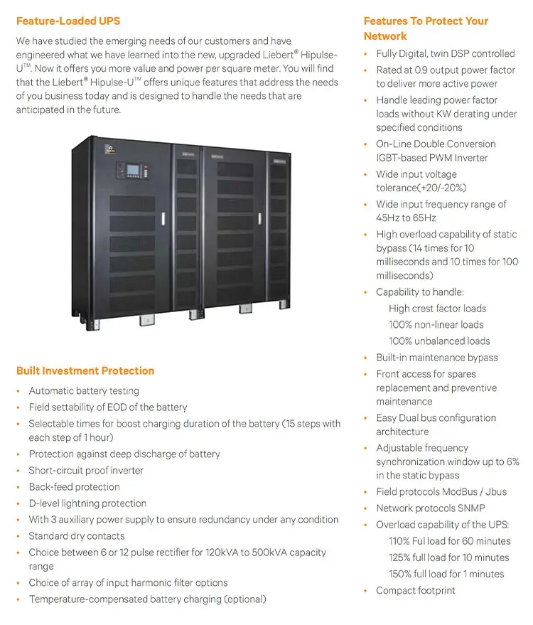 Vertiv Liebert Hipulse U Industrial Ups Uninterruptible Power Supply ...