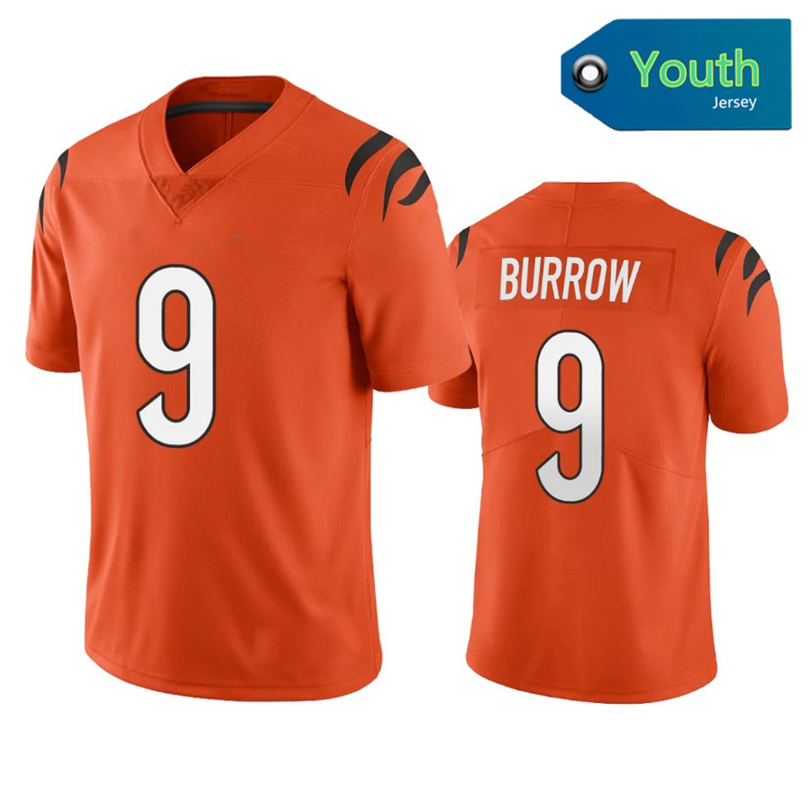 Wholesale Cincinnati Youth Jerseys 9 Joe Burrow 1 Ja'Marr Chase American  Football Stitched VP Limited Jerseys For KIDS - Black Orange From  m.