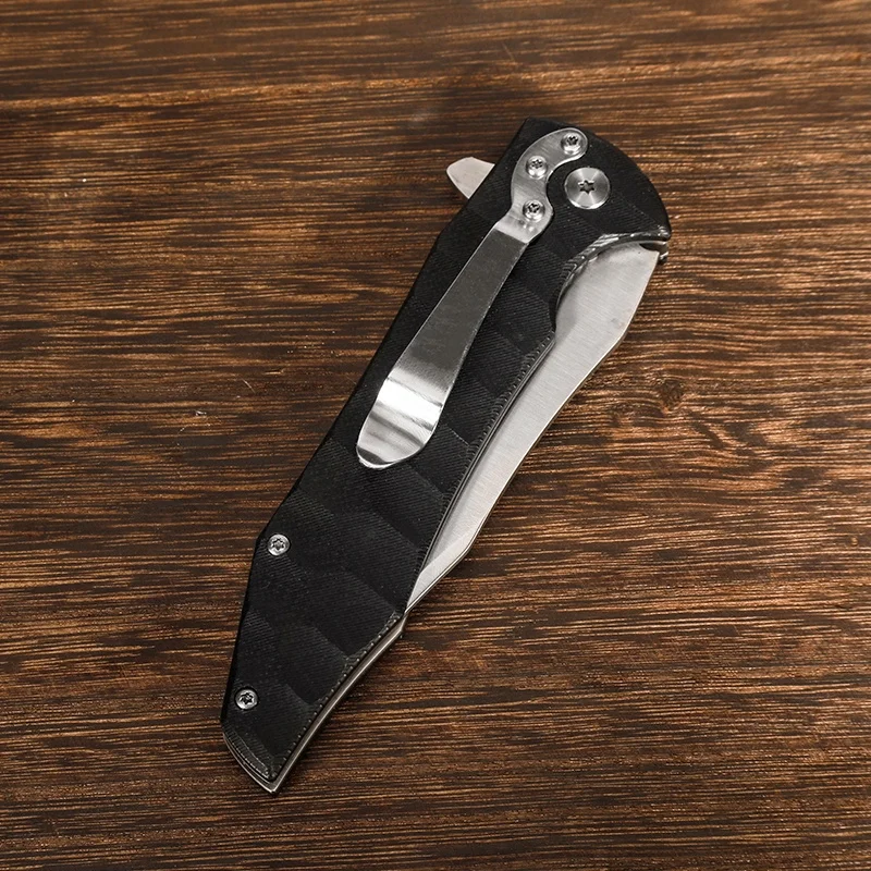 Outdoor Tactical Camping Hunting Bushcraft EDC Folding Pocket Knife G10 Push Button Combat Knife Durable Nylon OEM Customizable