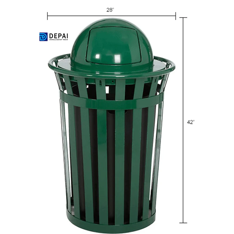 American Style Outdoor Slatted Steel Recycling Trash Cans With Dome Top ...