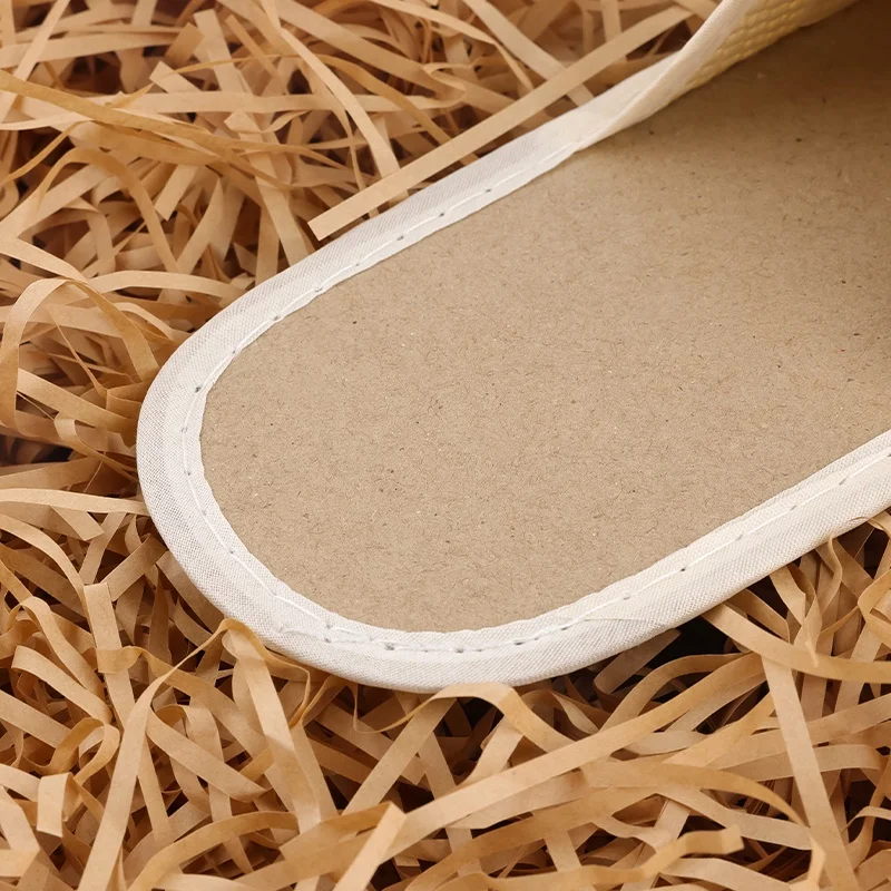 Eco Friendly Biodegradable 100% Woven Paper Custom Luxury Disposable Spa Hotel Slippers for Guests
