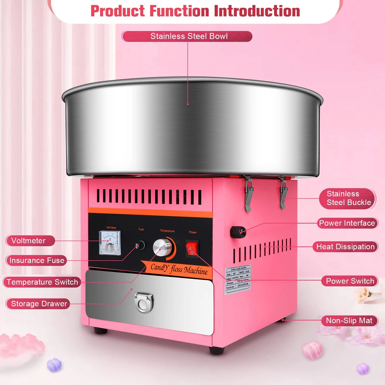 Wholesale Price Commercial Use Gas Cotton Candy Maker Automatic Cotton Candy Vending Machine supplier