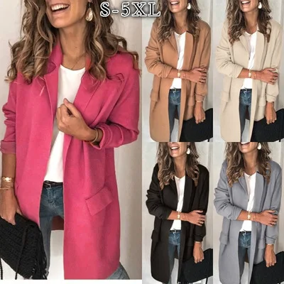 Popular Designs Women Long Sleeve Blazer Ladies Femme Rose Red Fashion Blazer
