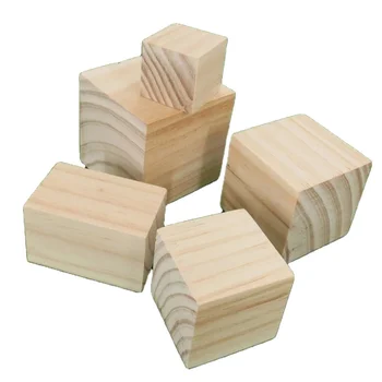 Wholesale unfinished wooden cube, cheap wood block customized wood cube for DIY, wood crafts