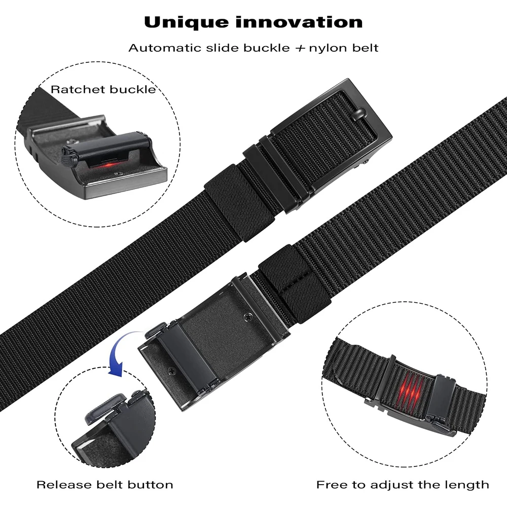 Adjustable Durable Multifunctional Wear-resistant Nylon Web Tactical Belt with Automatic Slide Buckle Ratchet Belt