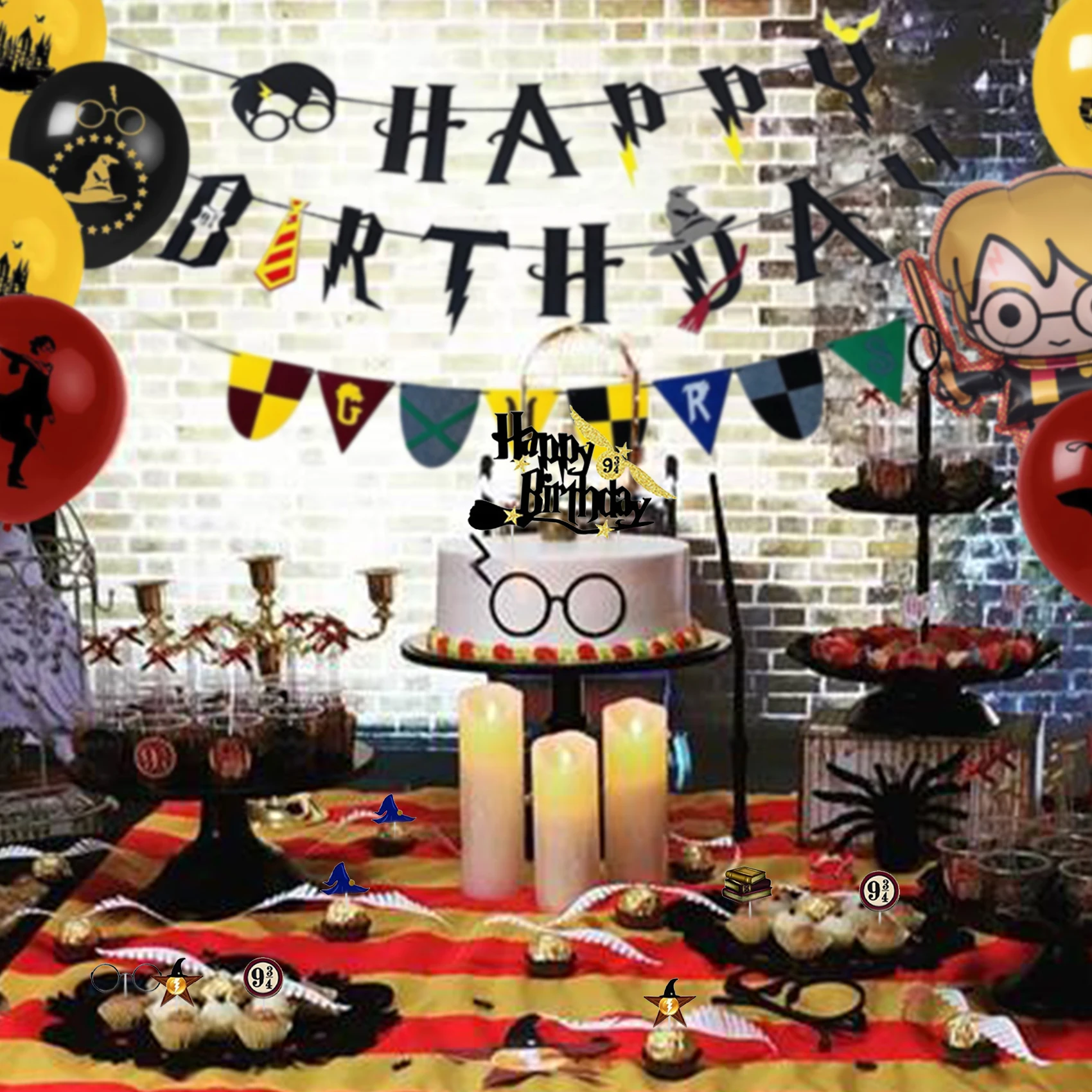 Nicro Harry Magic Potter Themed Party Supplies 35pcs Wall Hanging Latex  Balloons Paper Banner Baby Shower Birthday Decoration, image size:1700x1700