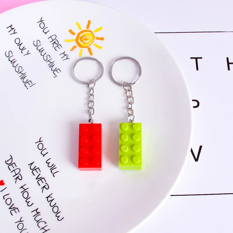 Cute Love Heart Brick Keychain Square Keychain For Couples Friendship