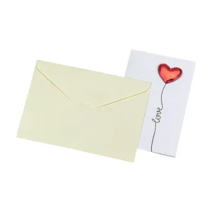 Low MOQ Custom Logo Recycled Paper Thank You Greeting Card with Wallet Envelope Stickers for Small Business