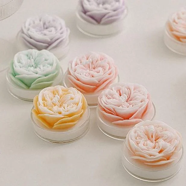 Yihurlm 4 candele profumate a forma di fiore, senza fumo, estetiche