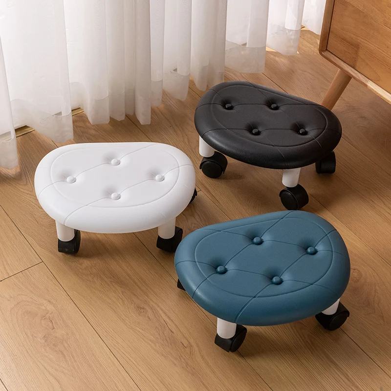 Small Stool Pulley Low Stool With Universal Wheel Household Lazy Roller  Skating Beauty Sewing Small Chair