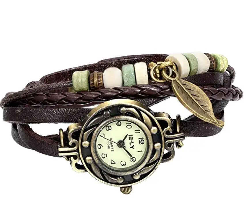 Bulkbuy Multi Strap Wrap Around Bracelet Watch Analog Quartz Dress Wrist  Watches Diamond Lined Braided Leather Strap Fashion Watches Esg13633 price  comparison