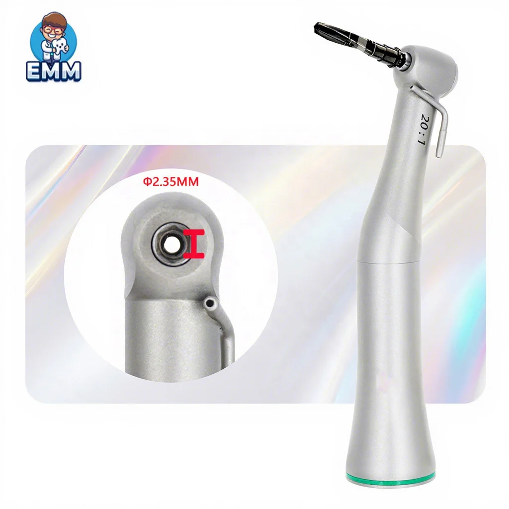 Dentale Implantum Manubrium, Manubrium Velocitatis Ingravis 20:1 cum LED et E-generatore, Anguli Contra, Pulsatili Botone, ex Accipitro Ferro, Chirurgica Reductio
