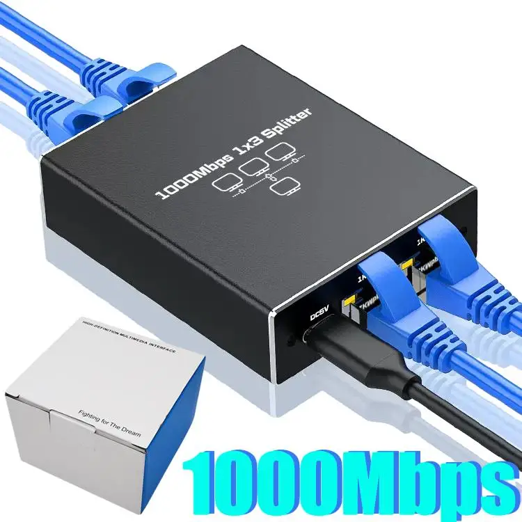 Lan Cable EIMELI 1000Mbps Network Splitter Adapter Gigabit 1 To 4 Out Ethernet Cable High Speed Lan Internet Usb Power Extension Connector Supports Four Devices W Usb Splitter