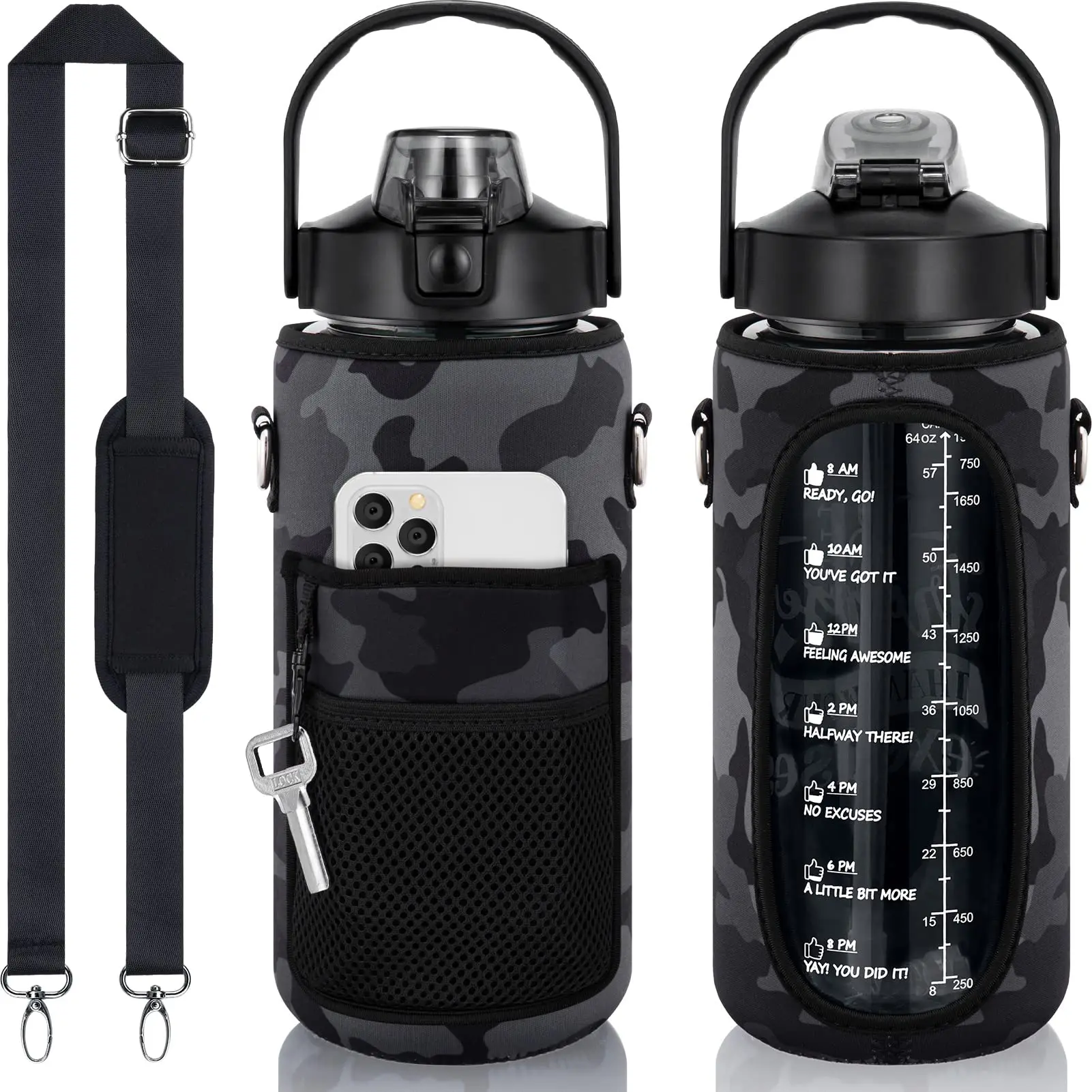 icolor Porte-bouteille d'eau avec bandoulière réglable - Porte