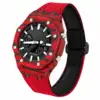 Boîtier de montre en fibre de carbone rouge + bracelet en nylon rouge