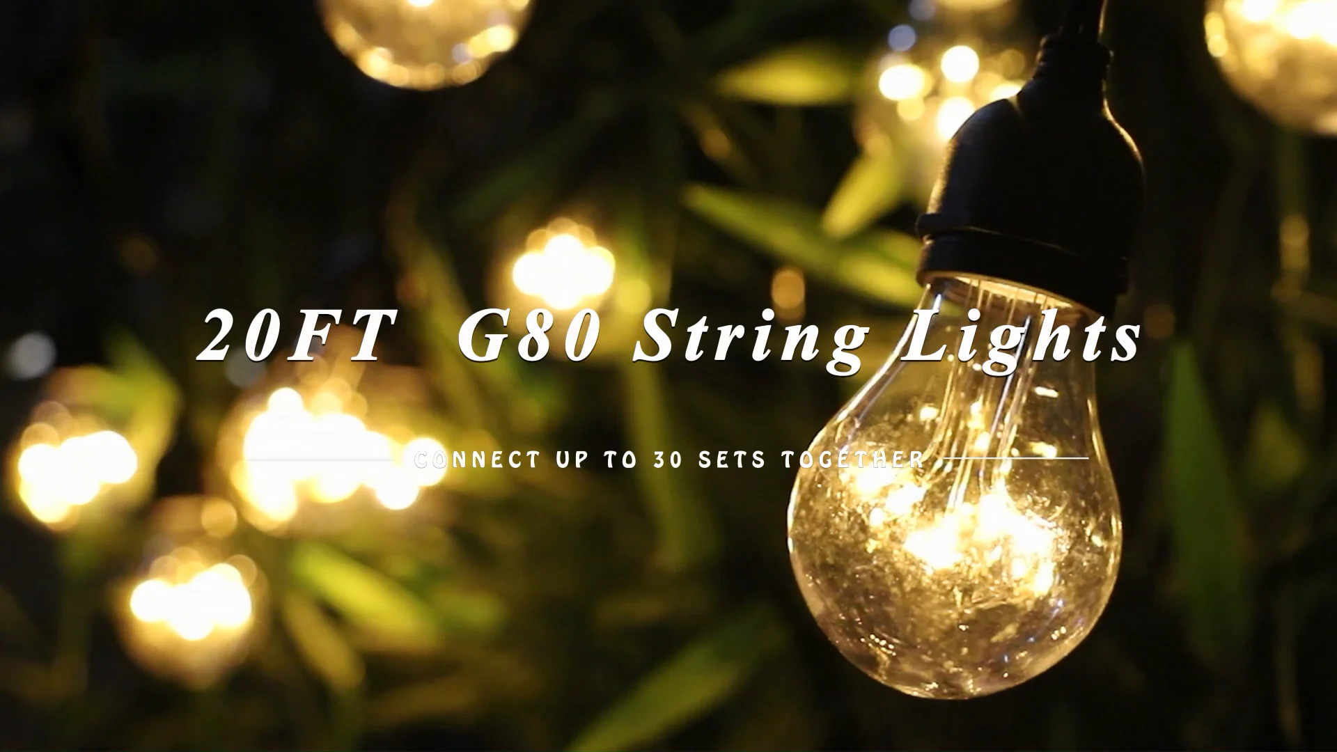 Outdoor String Lights 24 Feet G80 Globe Patio Backyard Cafe Decoration Lights With 10 Bulbs Non