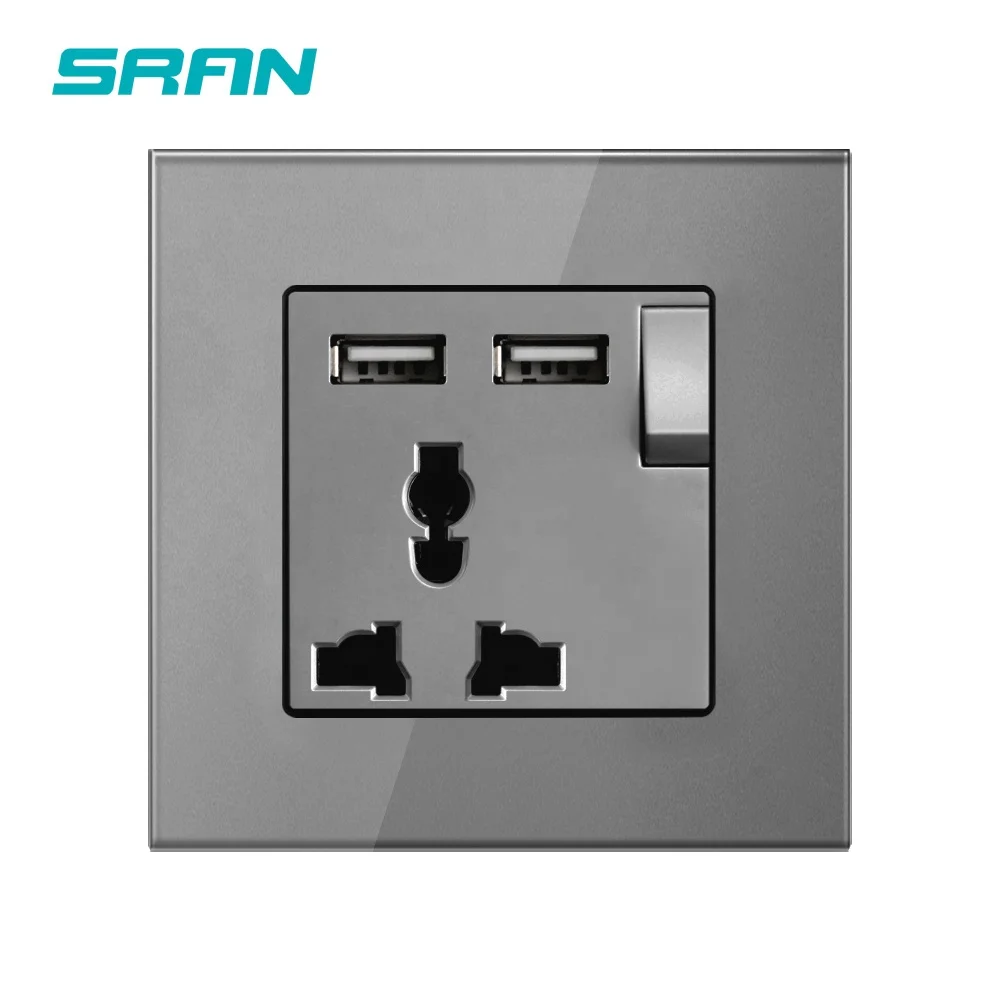 
 SRAN 13 а переключатель розетка usb переключатель панель из закаленного стекла 3 pin универсальная розетка  