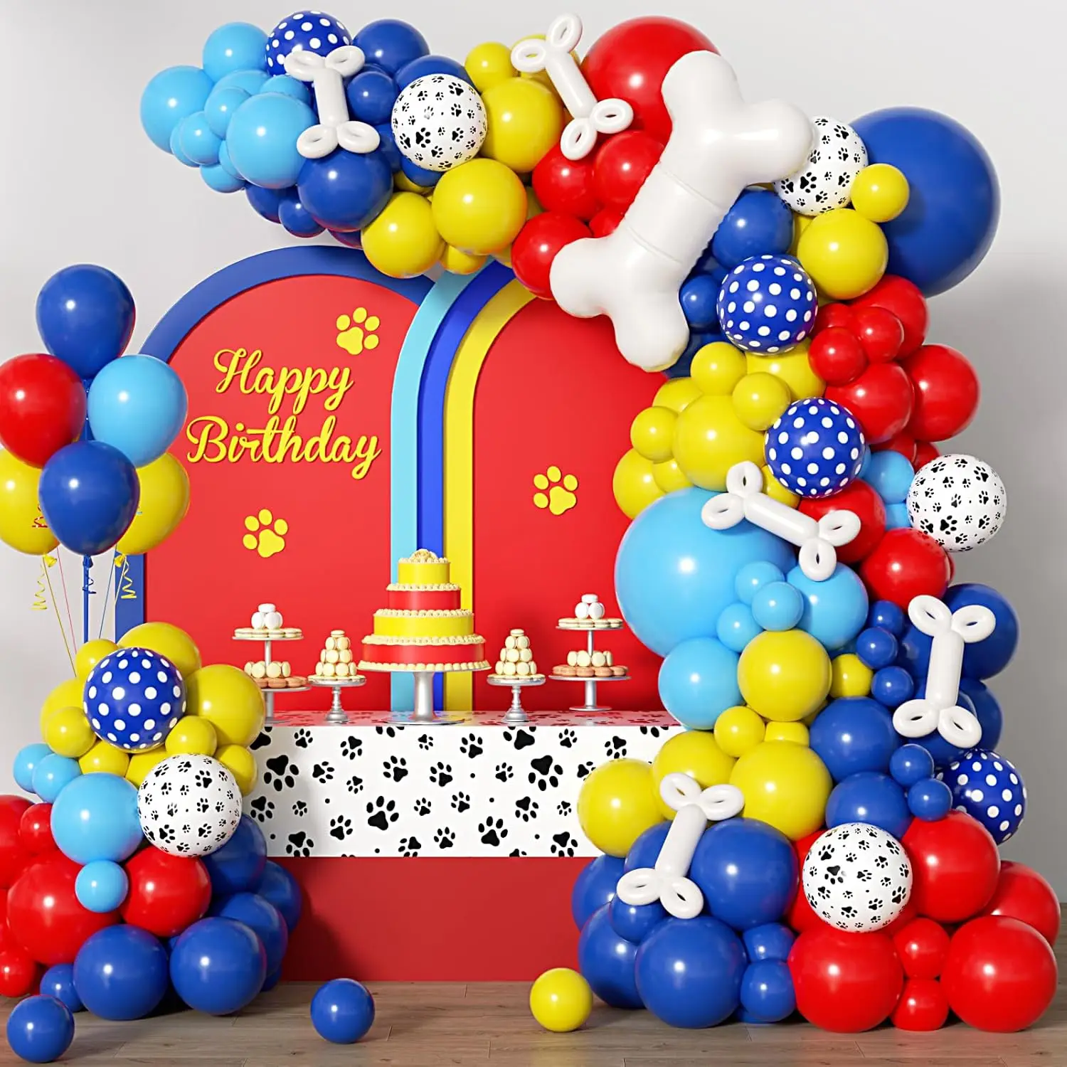 152pcs Paw Print Balloons Garland Arch Kit Dog Bone Foil Balloon for Baby Shower
