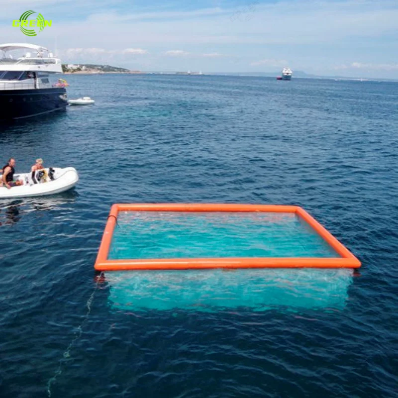 Customized Floating Inflatable Sea Swimming Pool with Net Outdoor Play ...