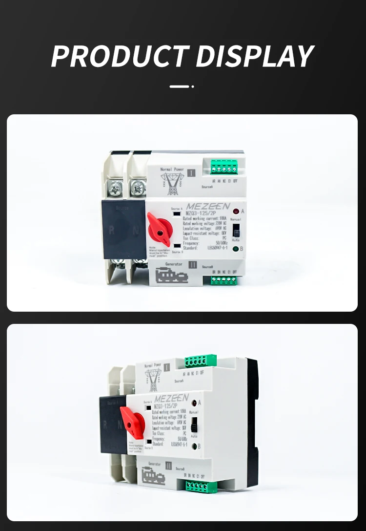 GEYA 3P 100A 110VAC Automatic Transfer Switch (ATS) For Solar Grid - Din Rail Mount