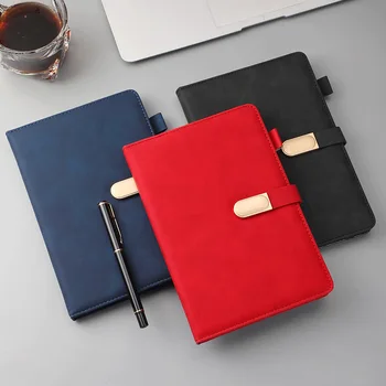 A5 Business Notebook Leather Magnetic Buckle Notebook For Meeting Minutes Faux Leather Notebook