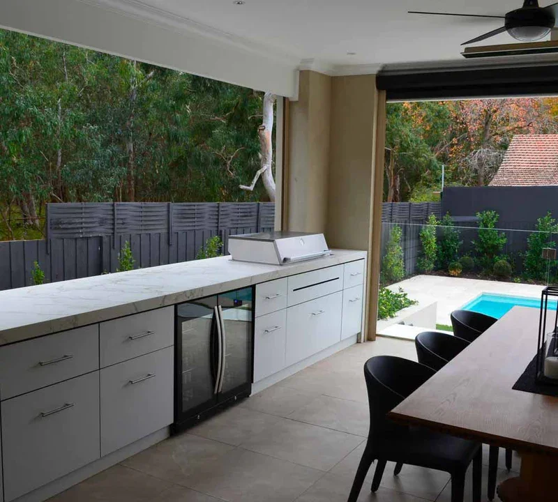 Vermont Customized Color Customized Size Stainless Steel Outdoor Bbq Modular Fiberglass Storage White Outdoor Kitchen Cabinet