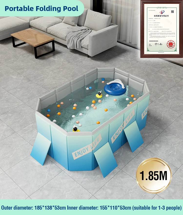 Fold Up Pool Multifunctional PVC No Inflatable Folding Pools Ground Rectangle ...