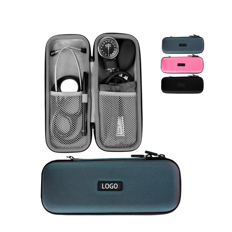 Eco-Friendly Waterproof EVA Stethoscope Hard Carrying Case Shockproof Travel Storage Bag Zipper Customizable Mesh Pockets Small
