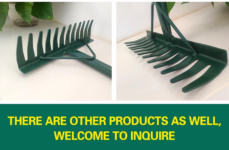 product hot sales garden farm tools  metal  lawn leveling  leaf  rake  with long handle-5