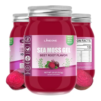 Organic Sea Moss Gel 15 OZ Irish Seamoss Gel Made with Real Fresh Fruit with Minerals Beet Root
