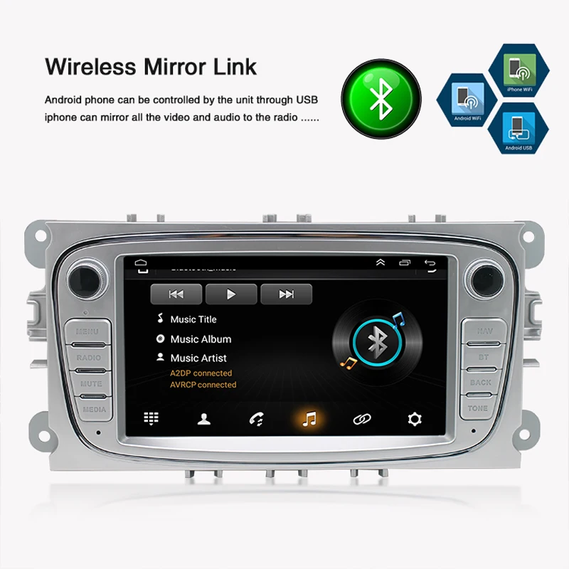 Android 10.1 2 Din 1+16G GPS Car Multimedia Player Dashboard Reverse Aid 1 Year for Ford/Focus EXI MT 2 3 Mk2/Mk3/S-Max/Mondeo