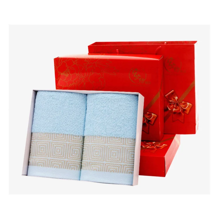 Luxury Custom Hand Towel Set Gift Box Packaging Personalized logo Cotton Towel Sets for Guests